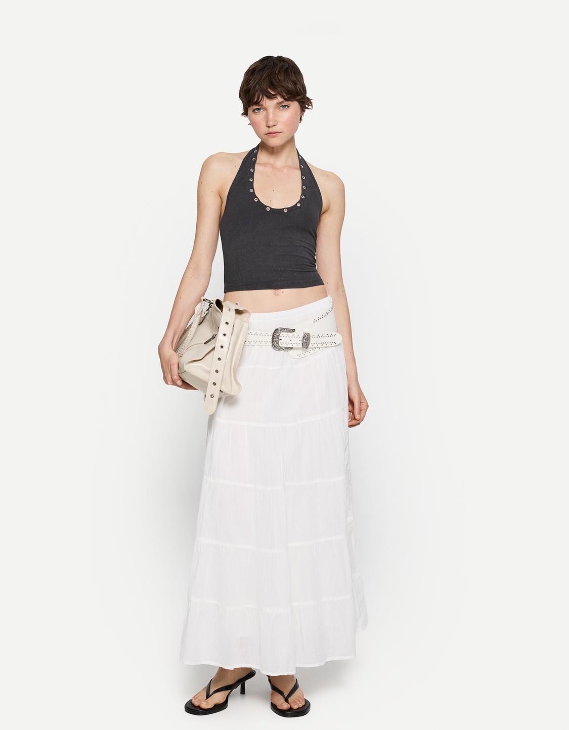 Halter top with eyelets