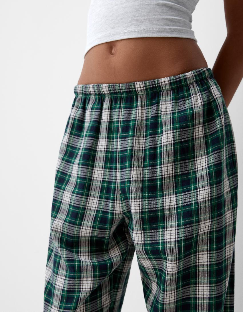 Calças direitas aos quadrados-Verde-5