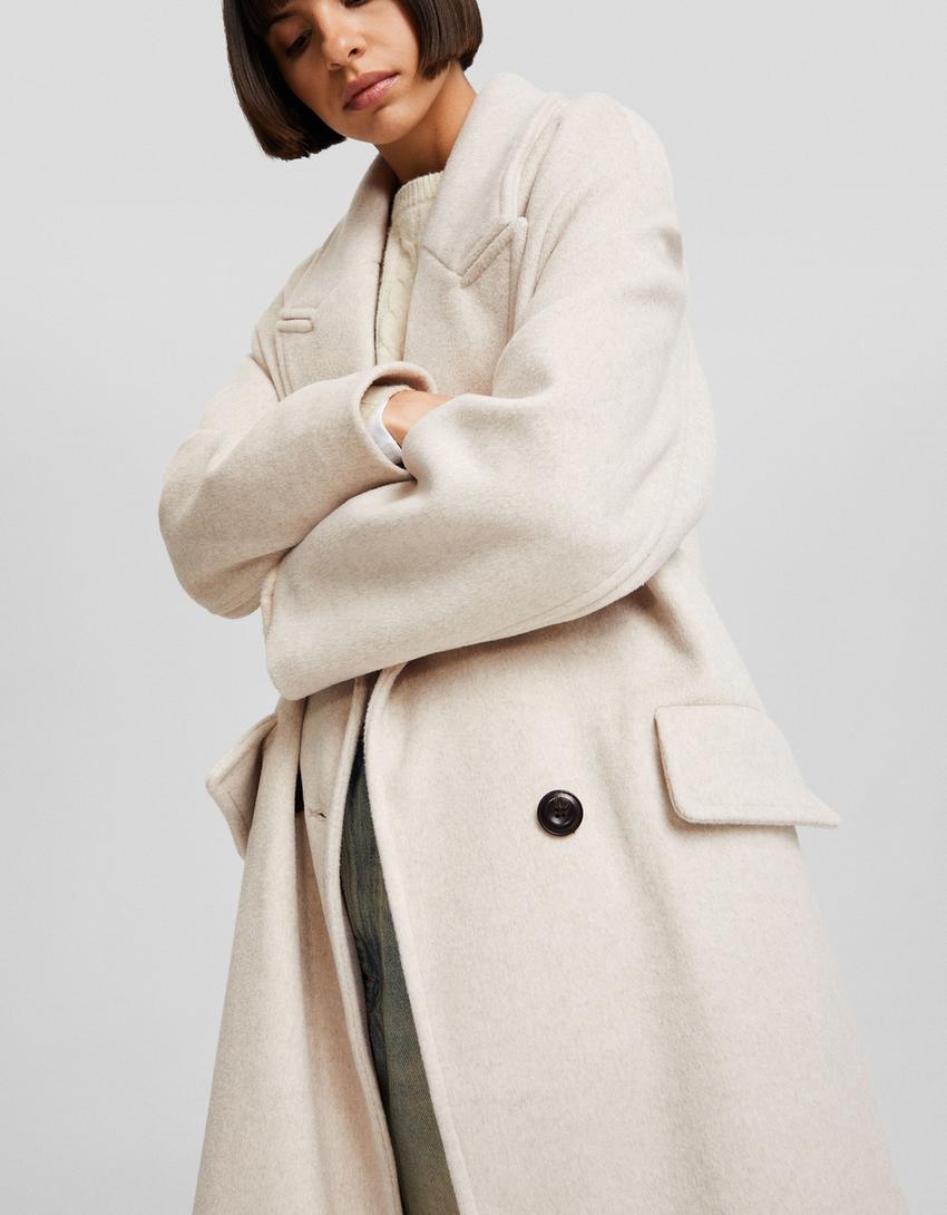 Manteau long épaules tombantes-Sable-2