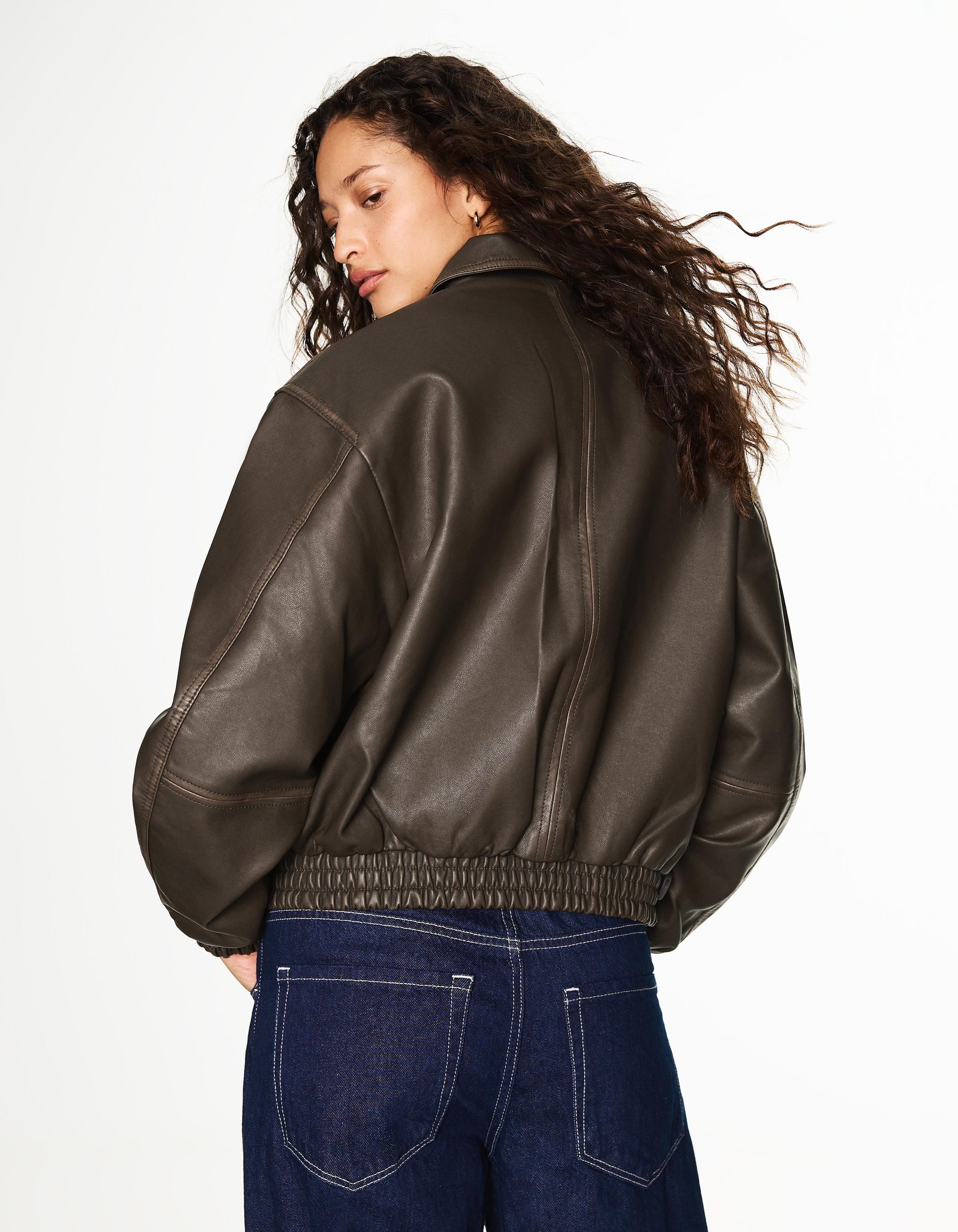 Leather effect jacket — Brown