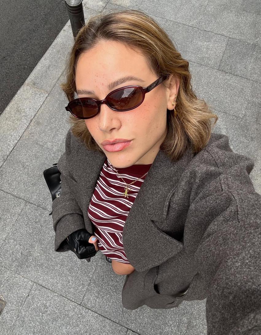 Myk trenchcoat med belte-Brun