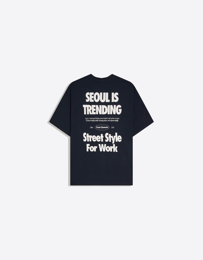 Camiseta manga corta print-Marino