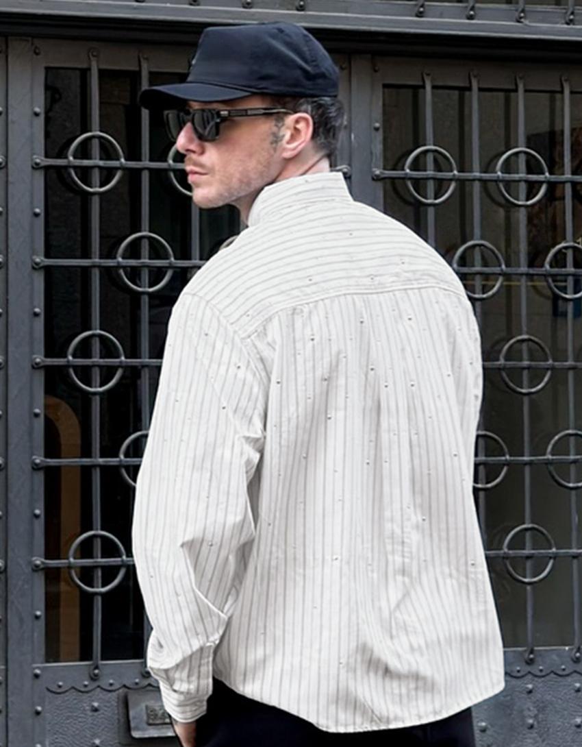 Cămașă boxy cu ținte-Alb