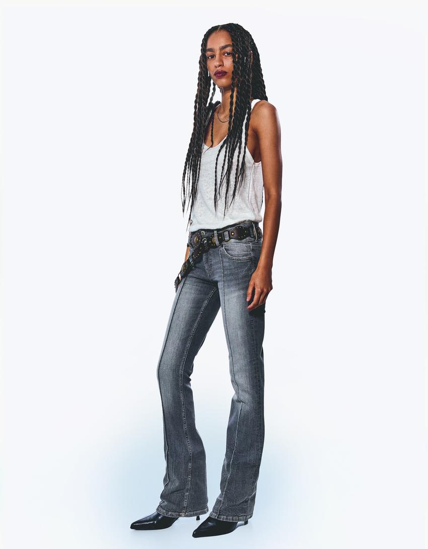 Low-rise bootcut jeans-Grey-2