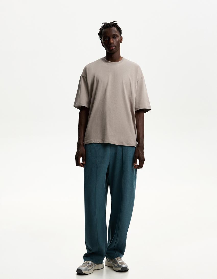 Koszulka oversize z krótkim rękawem-Szary