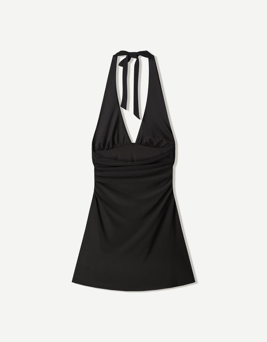 Vestido mini halter-Negro
