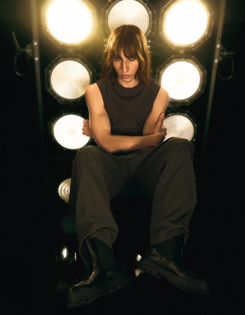 Elastik detaylı bot-SİYAH