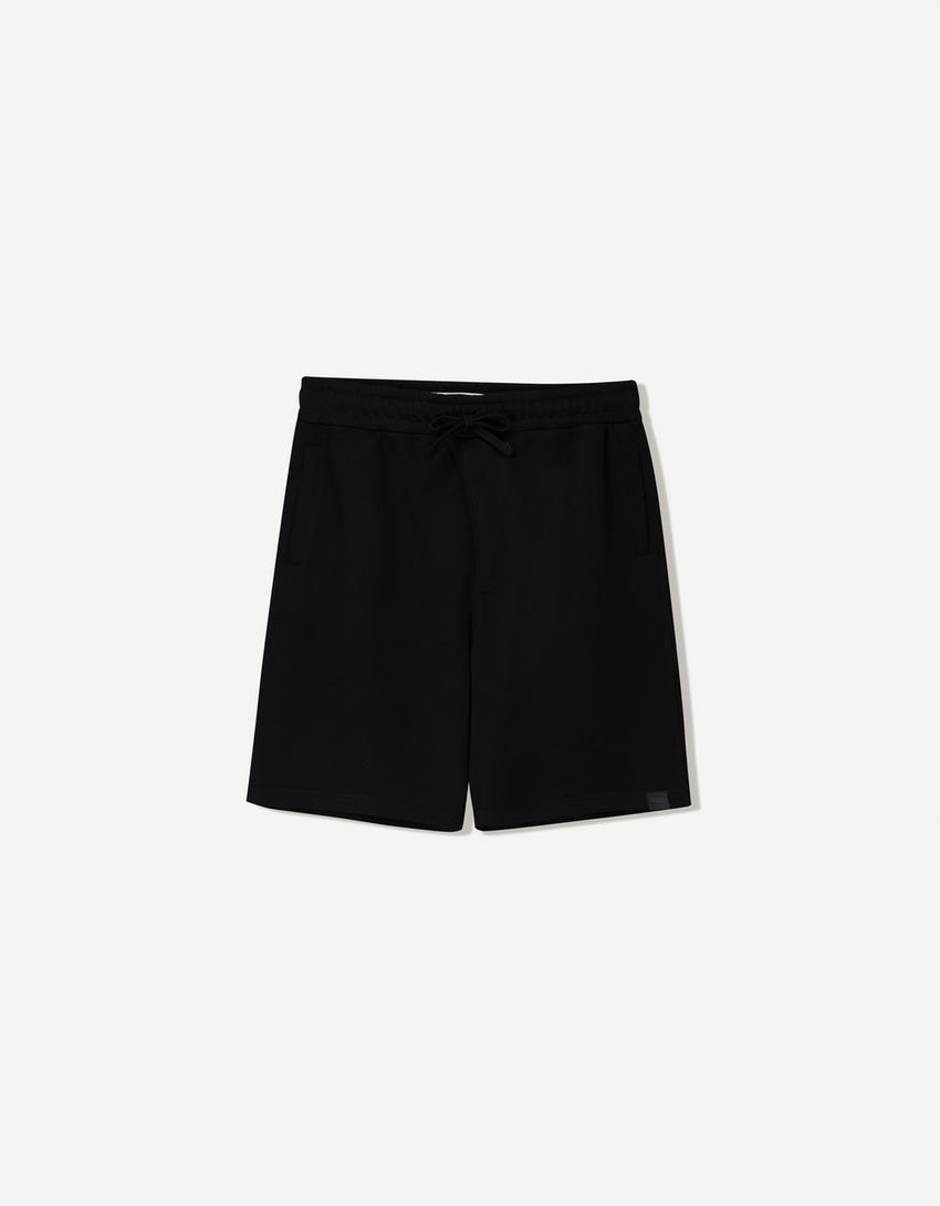 Velours bermuda-Zwart