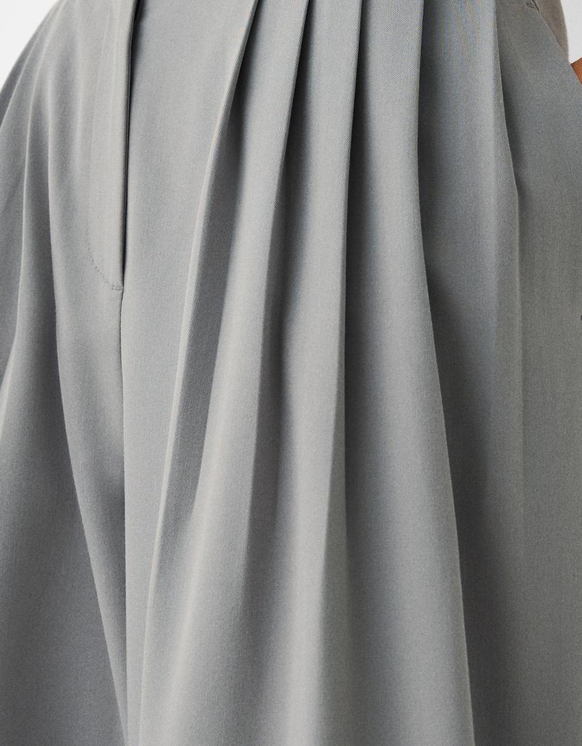 بنطال رسمي بليسيه واسع الساقين-رمادي-6