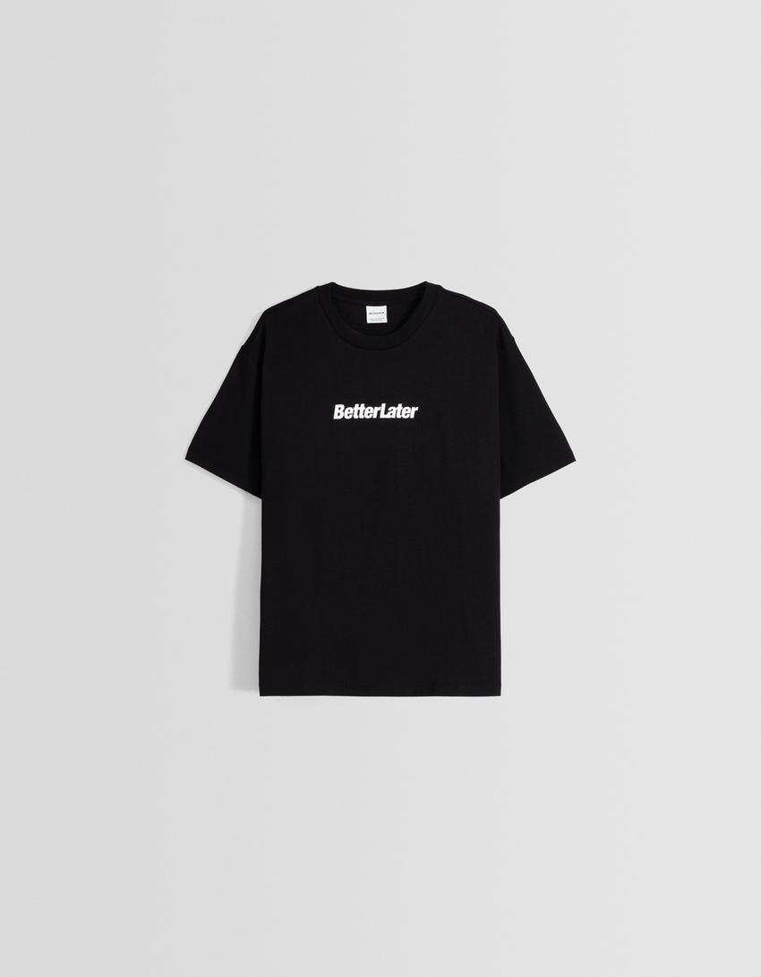 T-shirt manga curta boxy fit estampado-Preto-4