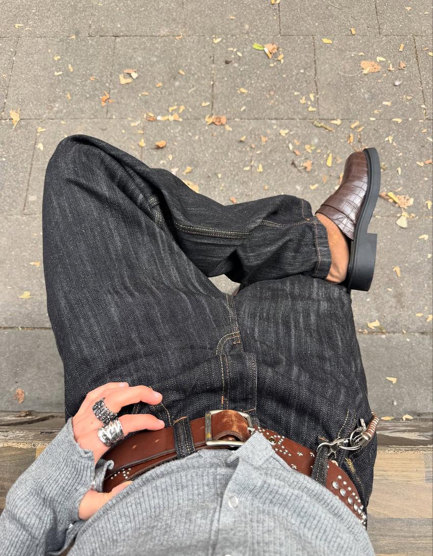 Super baggy fit jean-Siyah
