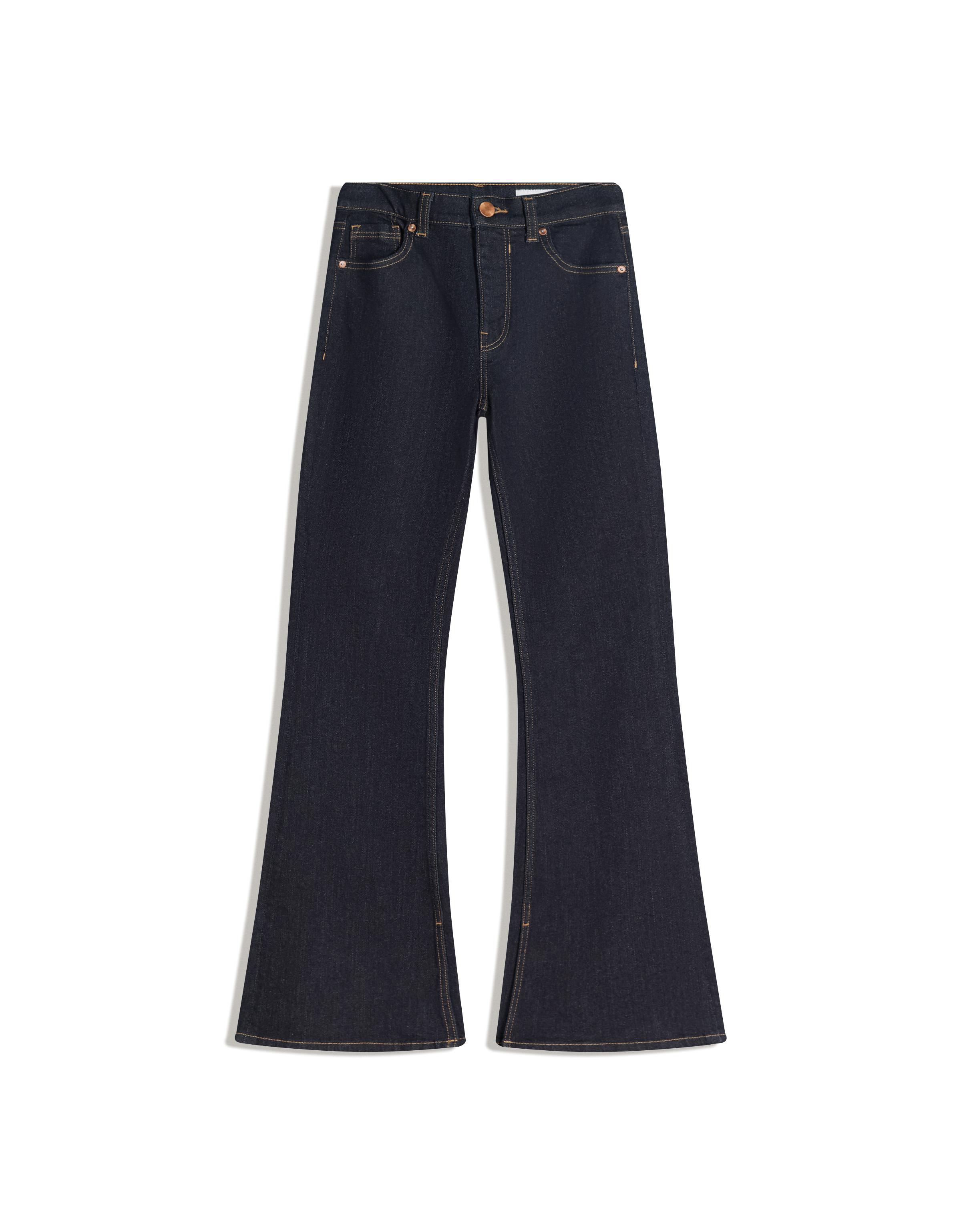 Yüksek bel yırtmaçlı flare fit jean - Görsel 21