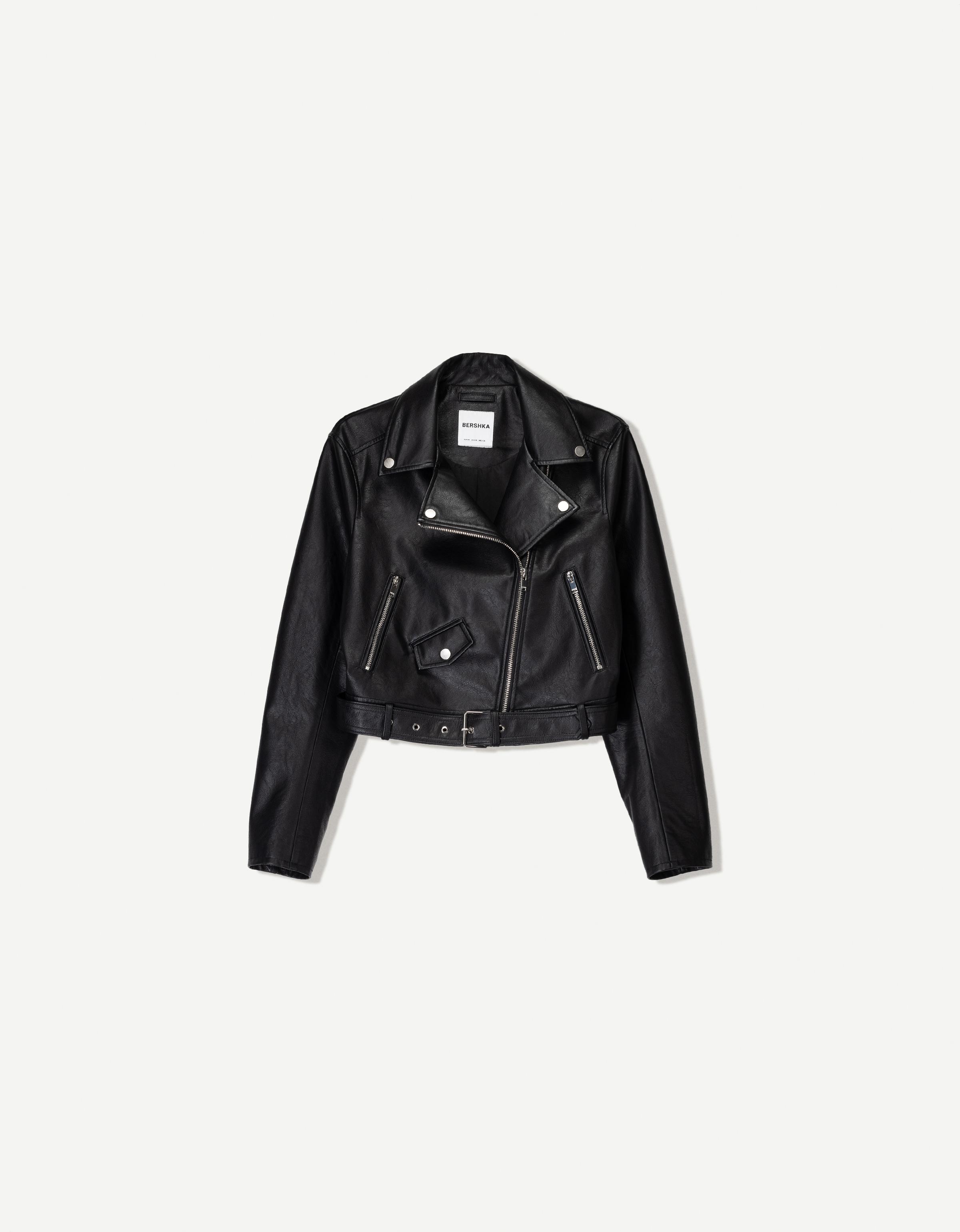 Leather effect biker jacket — Black