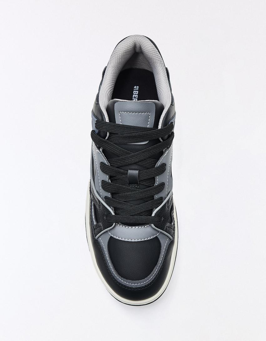 Sneakers voluminose a pannelli-Nero