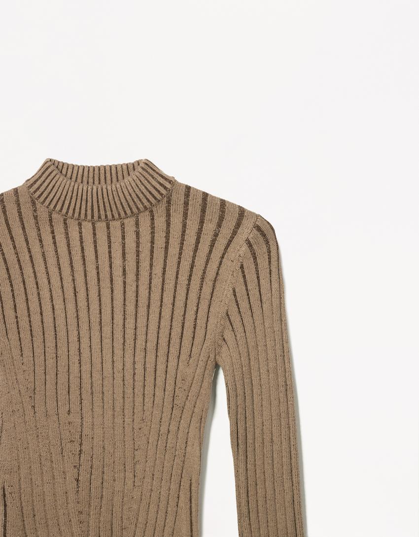 High neck ribbed sweater - BSK Teen | Bershka