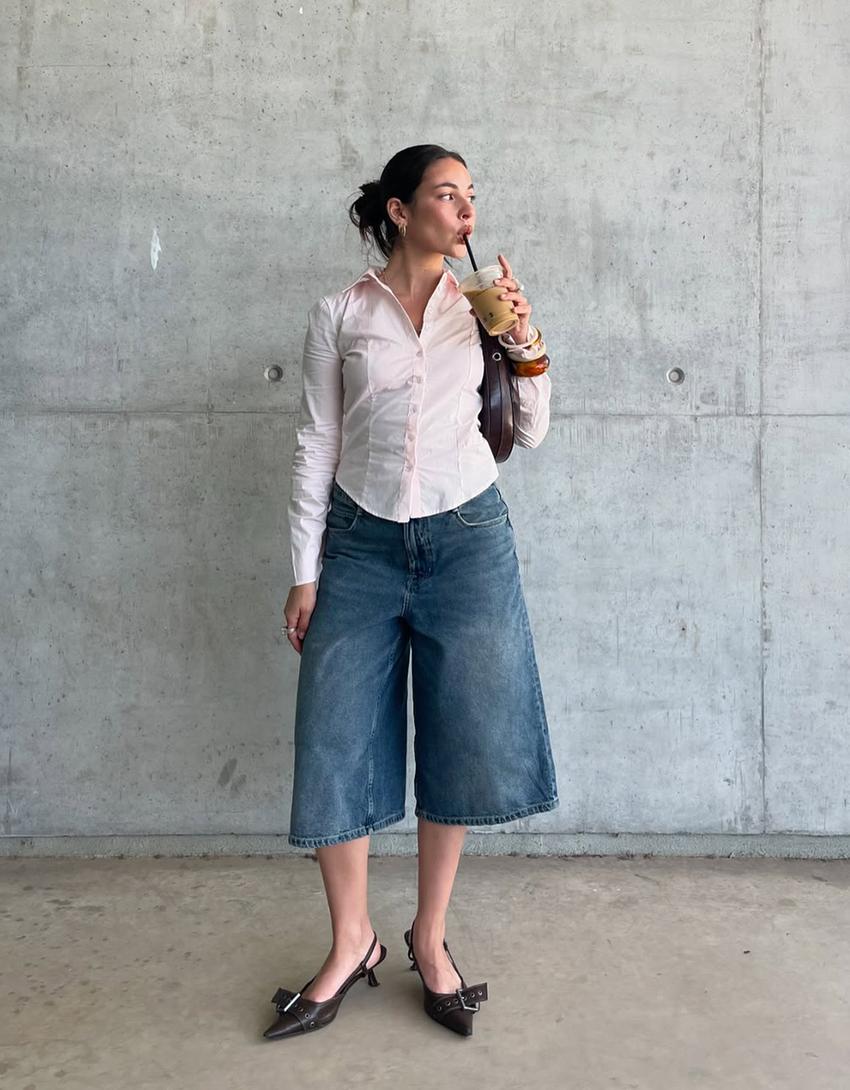 Bermudas jort denim baggy-Azul