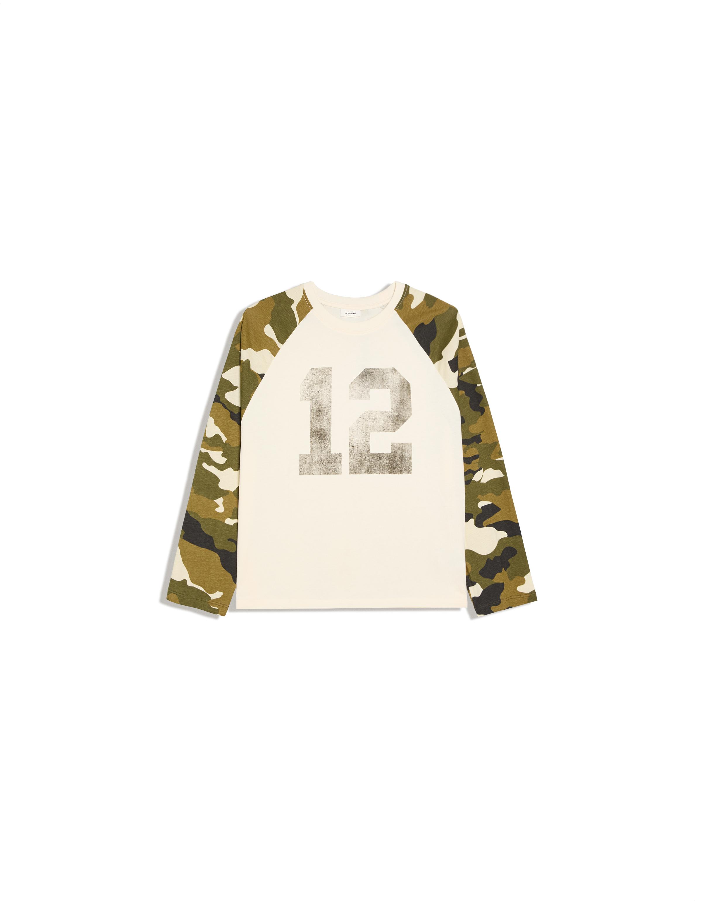 Long sleeve raglan print T-shirt — Cream