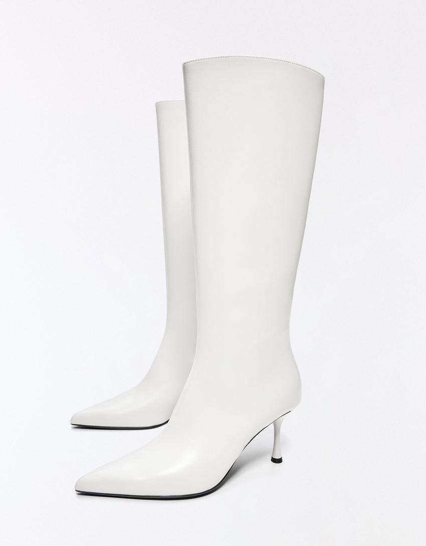 Kitten heel boots-WHITE