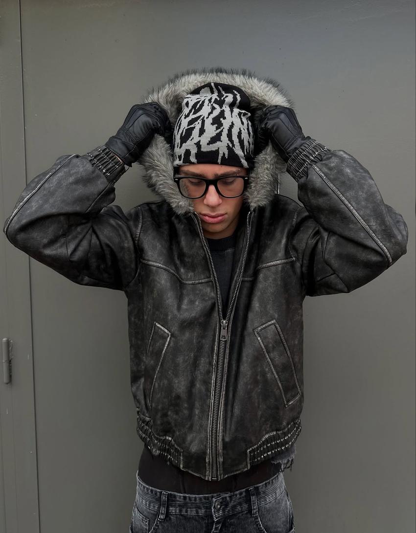 Berretto jacquard-Nero