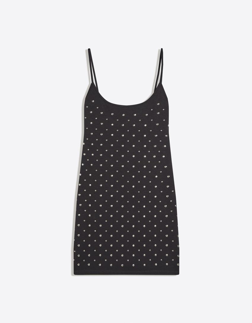 Studded mini dress-Dark grey