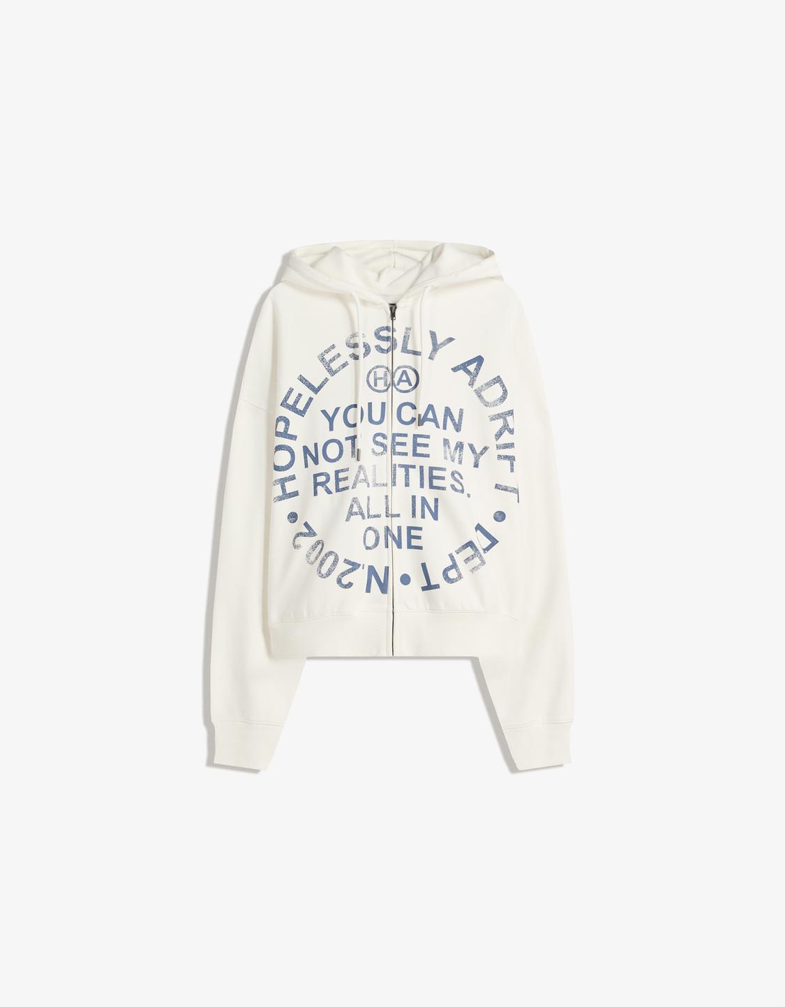 Printed sweatshirt with zip