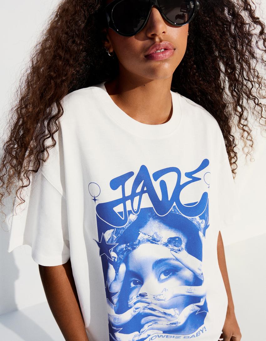 T-shirt oversize JADE-Blanc cassé
