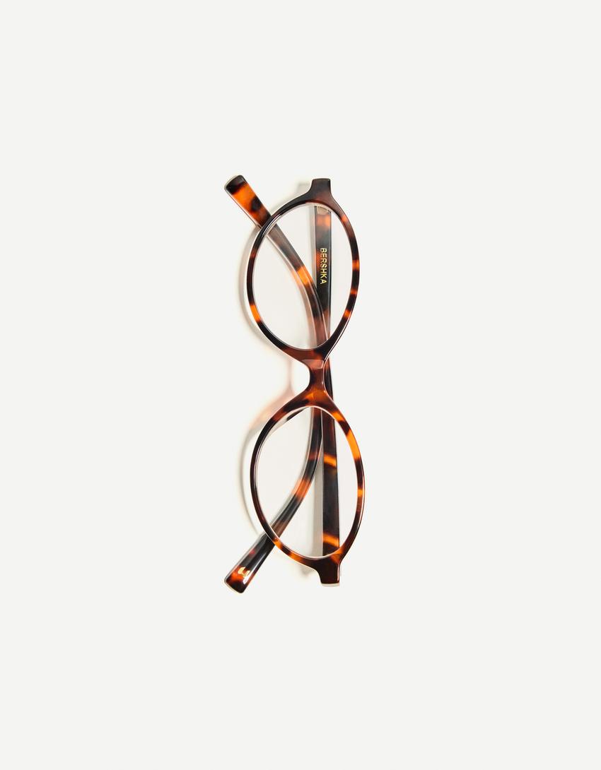 Ovale Brille mit Kunststoffrahmen-Braun