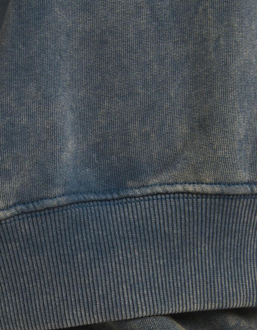 Kapüşonlu oversize sweatshirt-Haki-2