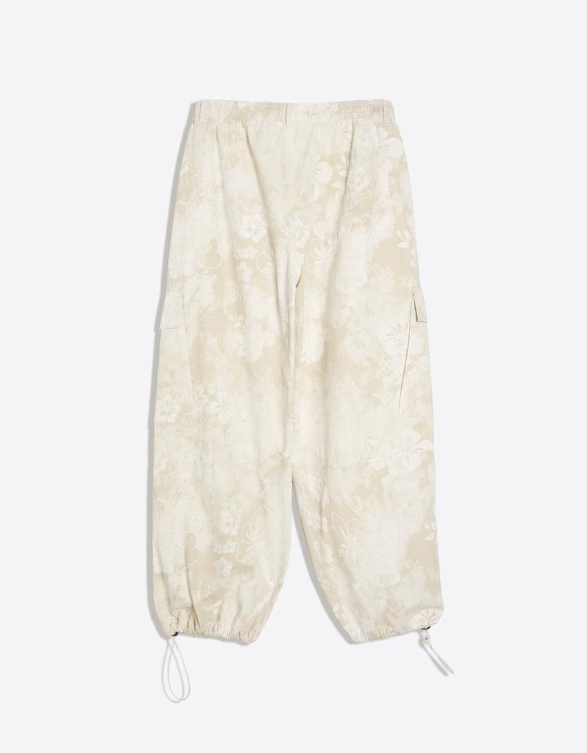 Bedruckte Cargohose-Sandfarbe