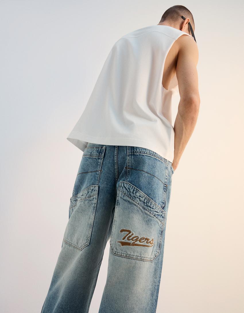 Jeans super baggy-Azzurro Lavato-3