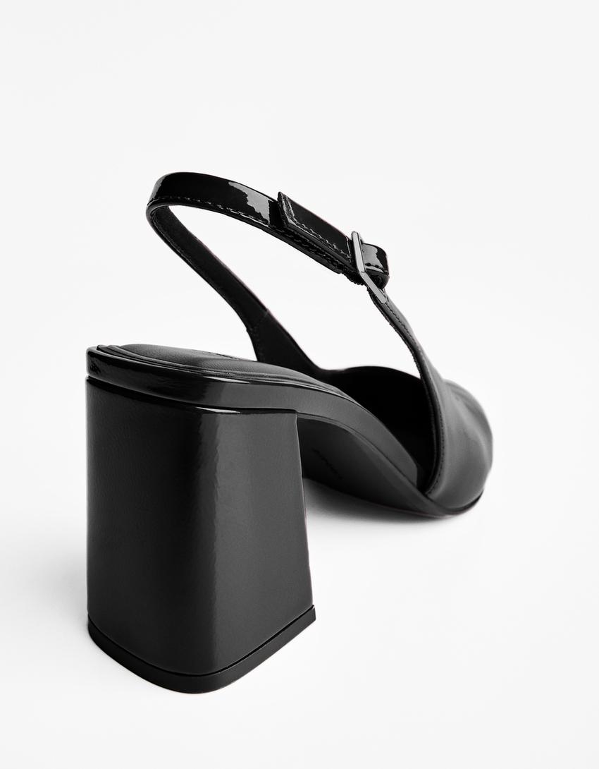 Chaussures à talon large type mules-Noir-1