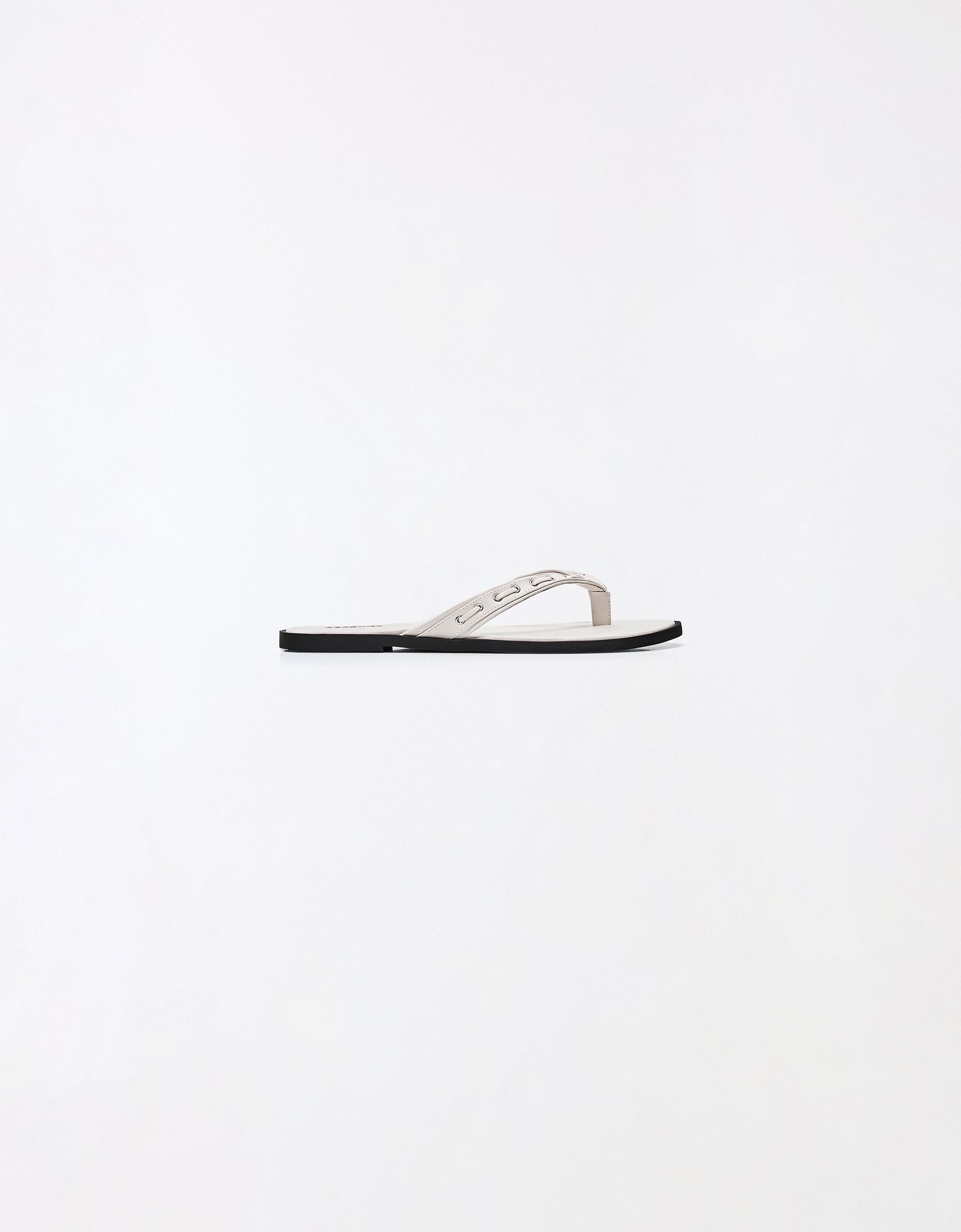 Studded flat slider sandals — WHITE