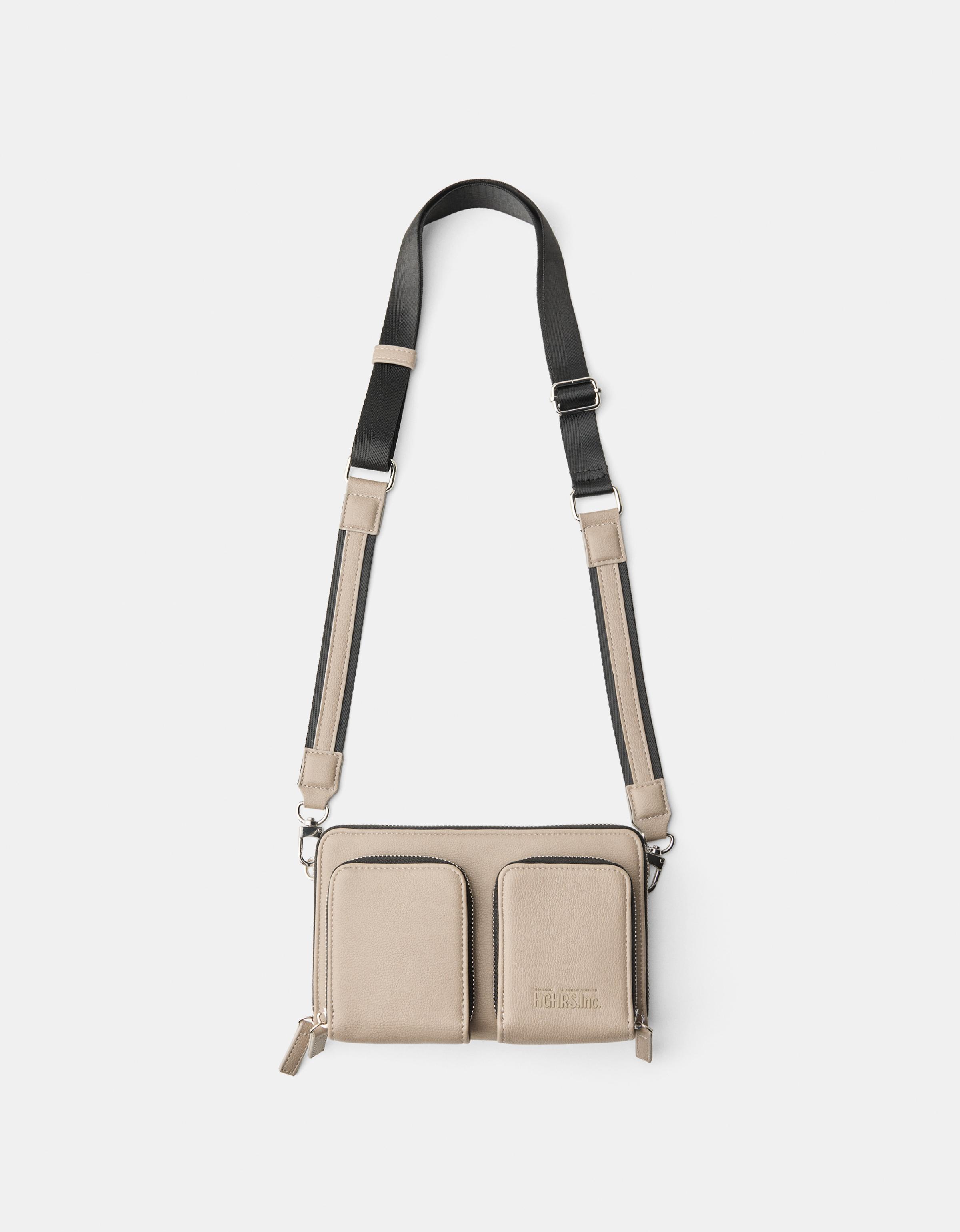 Bershka Crossbody-Tasche Mit Zwei Taschen Herren Nerzfarbe