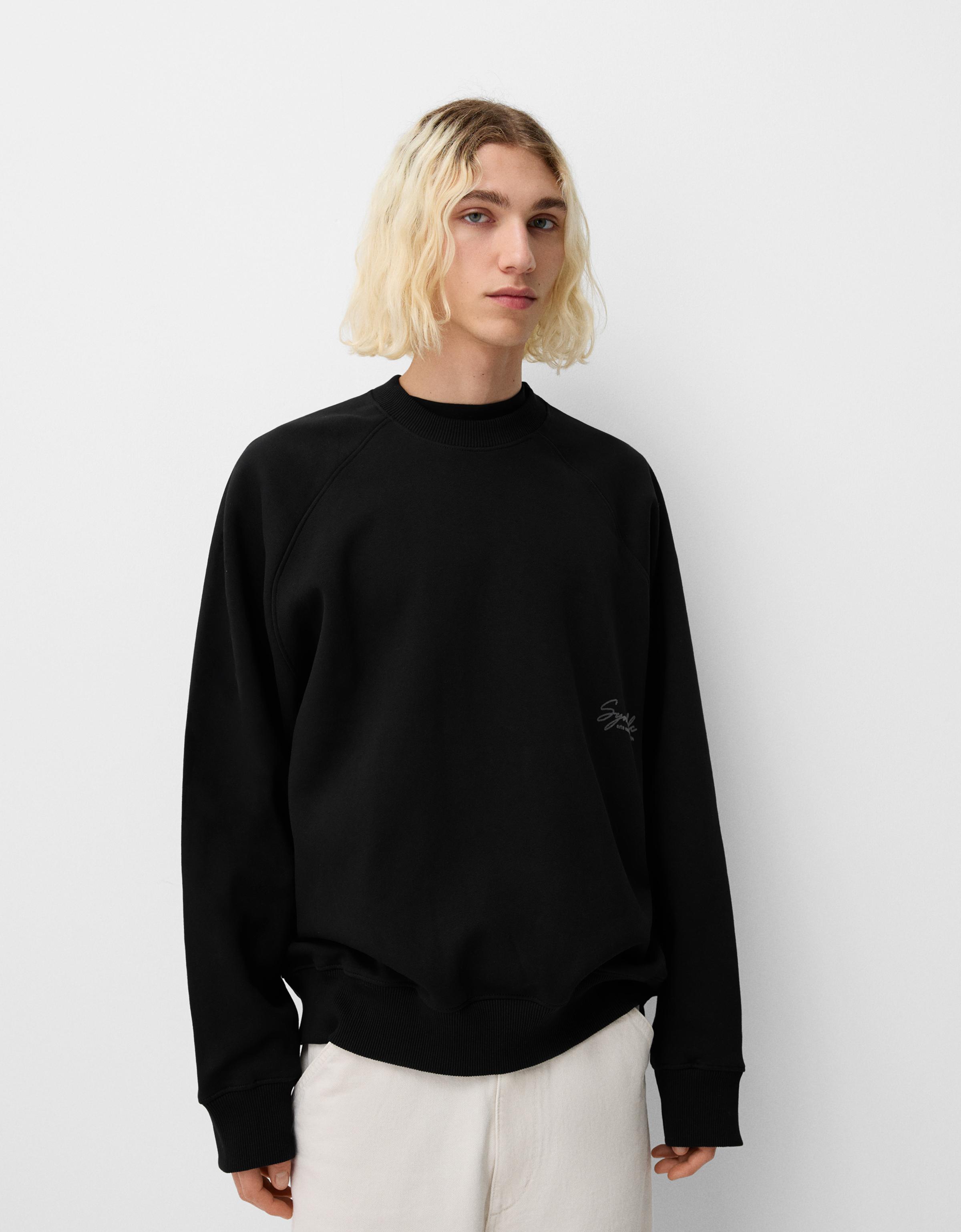 Bershka Sweatshirt Mit Rundausschnitt Herren L Schwarz