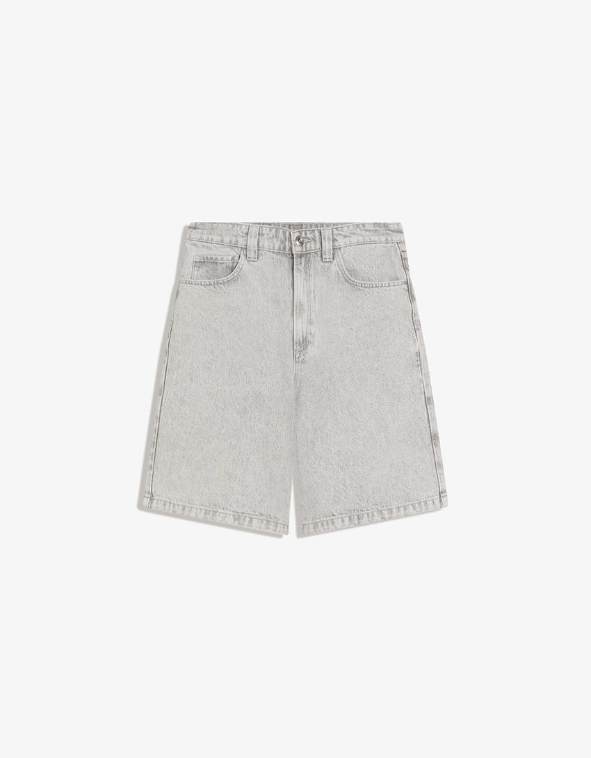 Short en jean baggy fit-Gris
