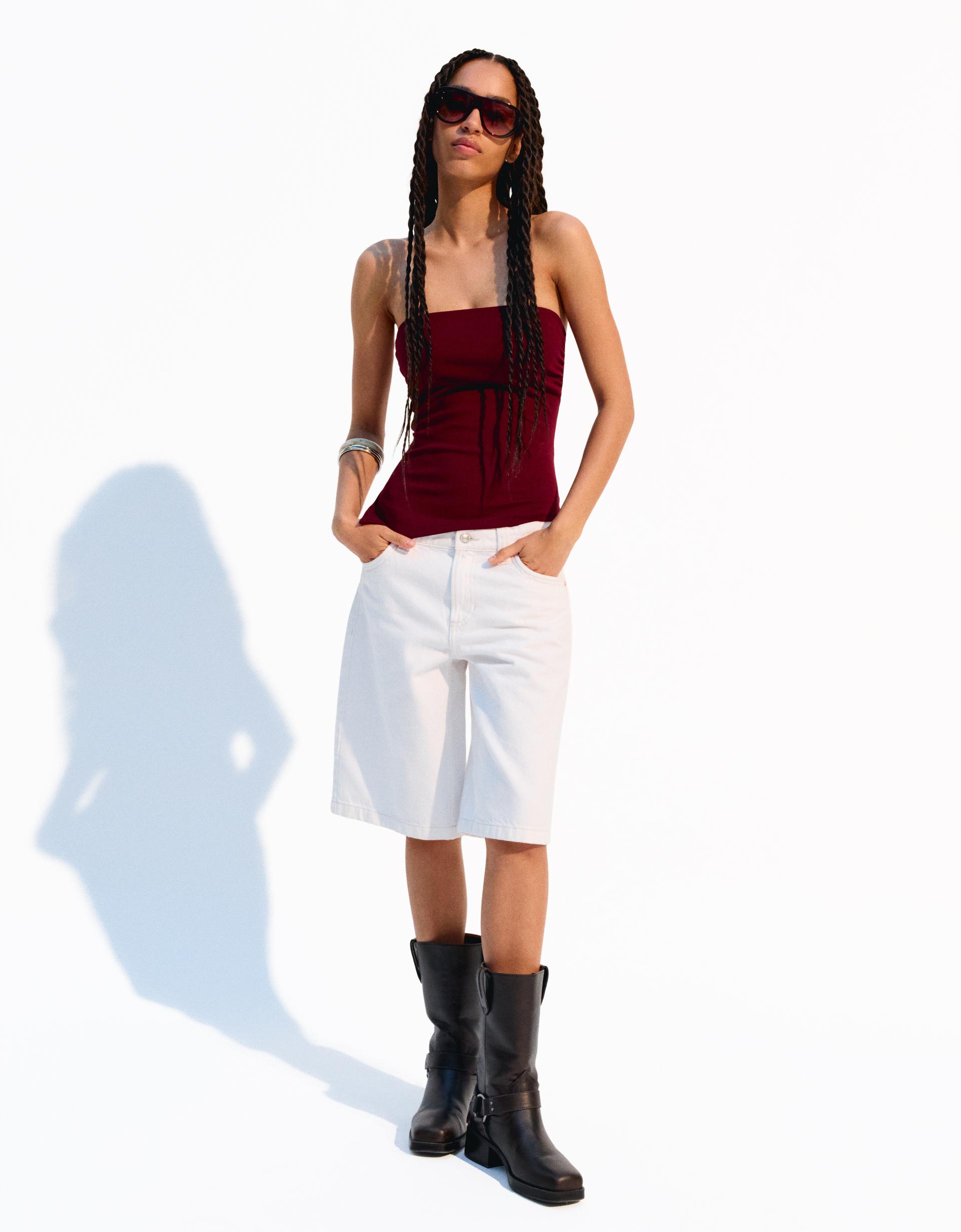 Bandeau top with gathered detail