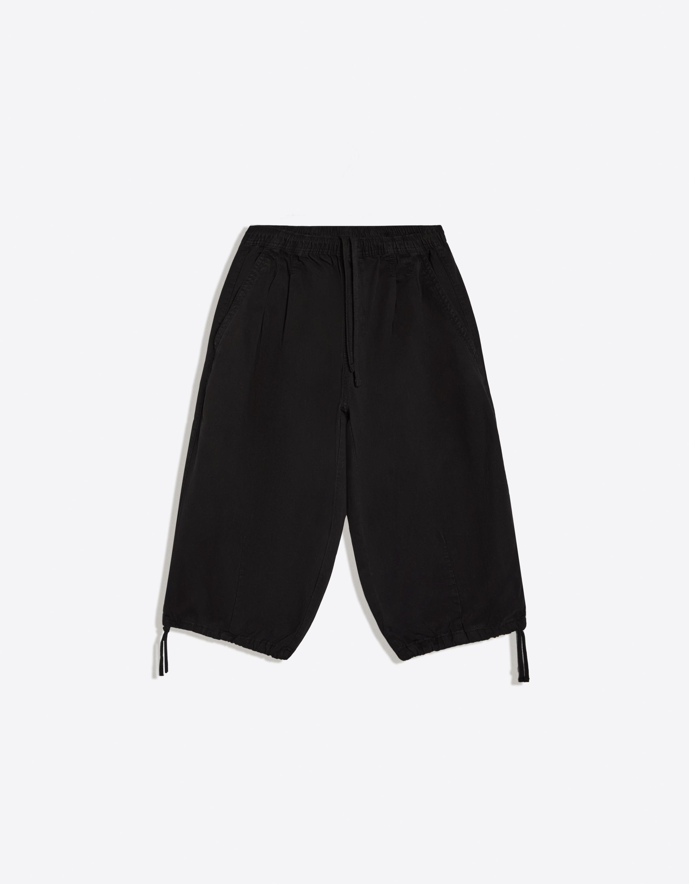Long twill Bermuda shorts — Black