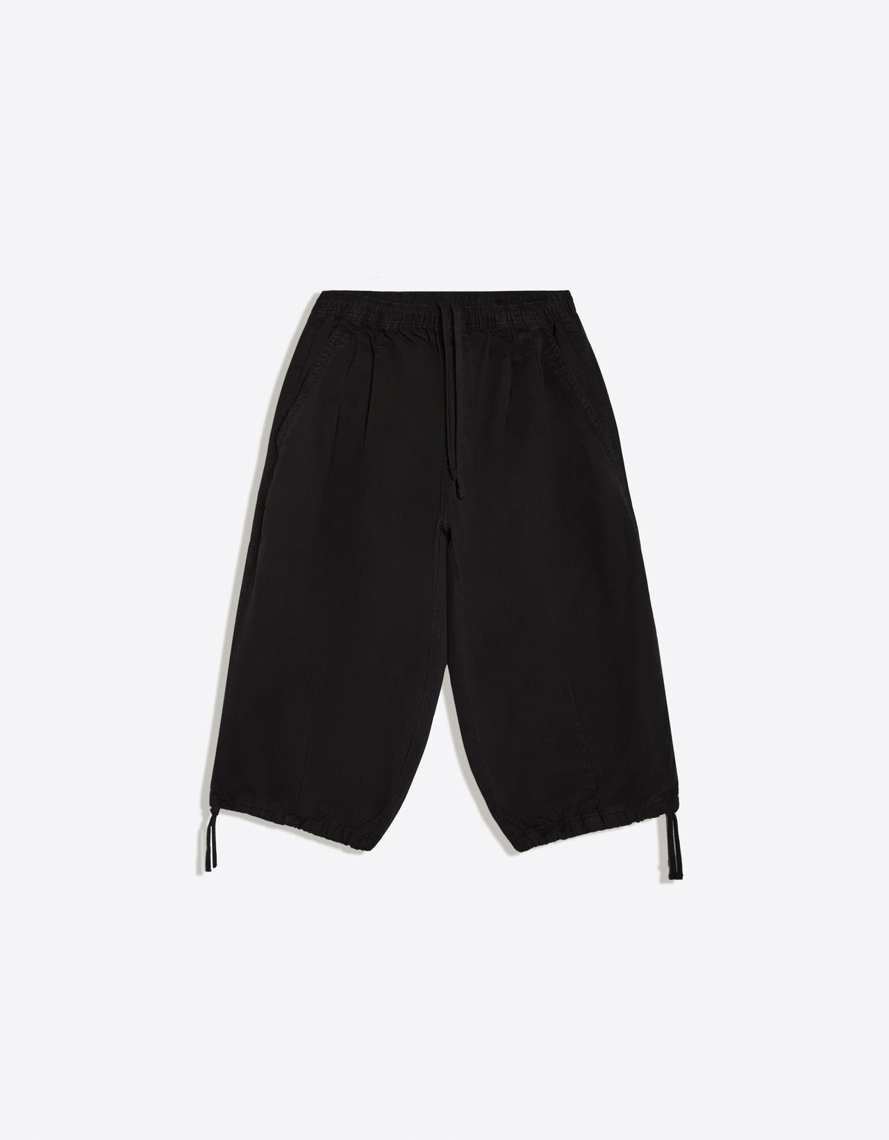Long twill Bermuda shorts — Black