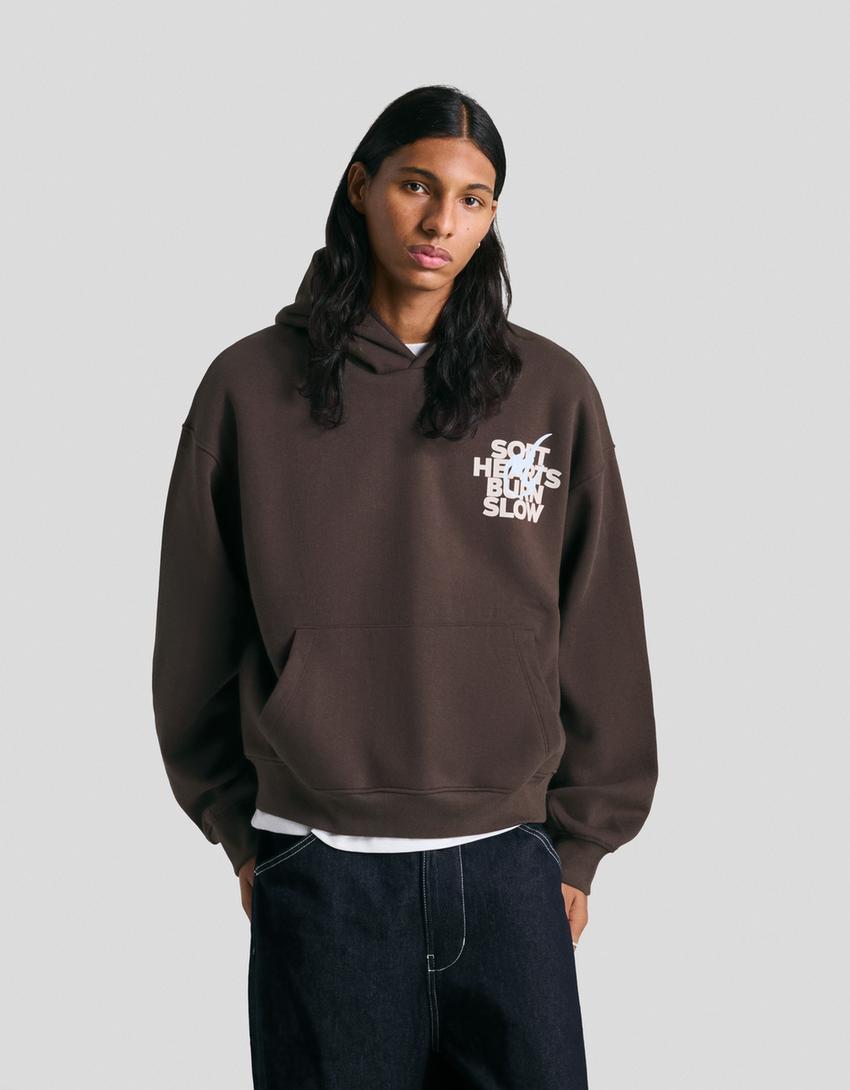 Kapuzen-Sweatshirt mit Print-Braun