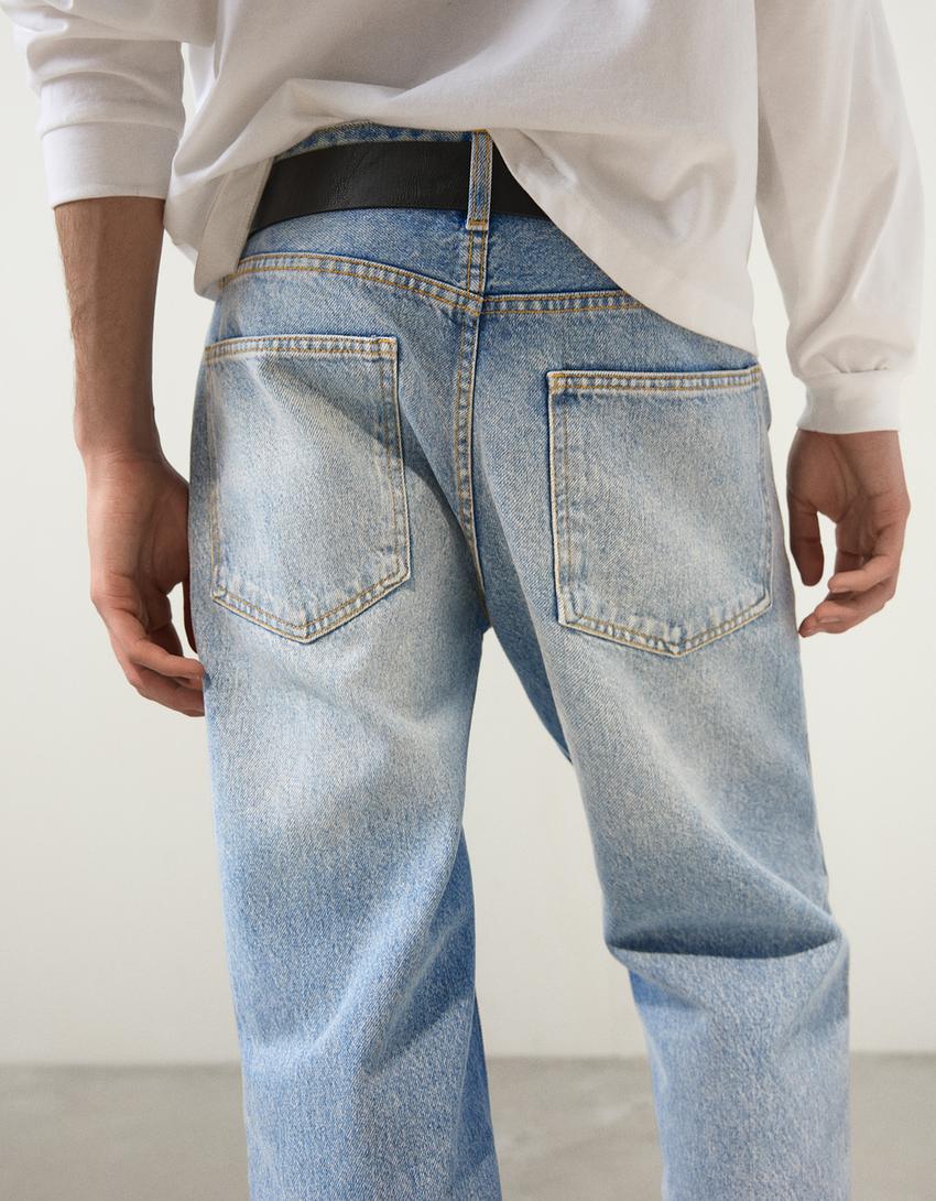 Jeans straight-Azul lavado