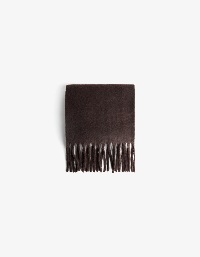 Solid-coloured scarf-Brown