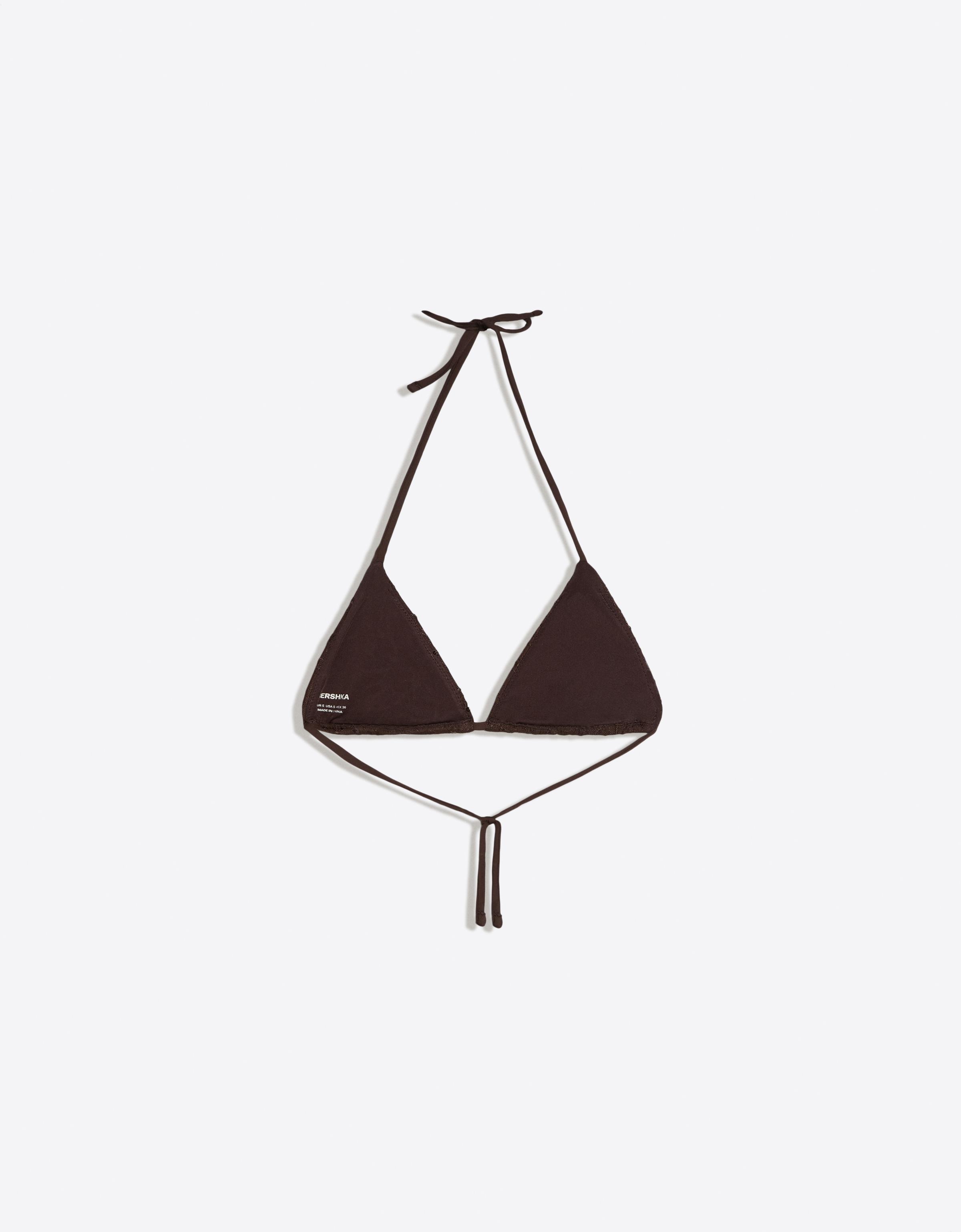 Sequin triangle bikini top — Brown