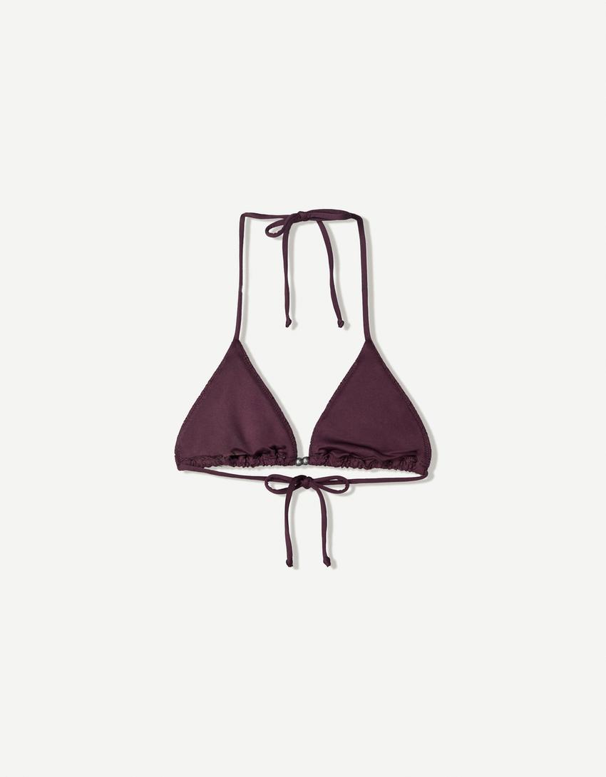 Top bikini triángulo textura-Morado-4