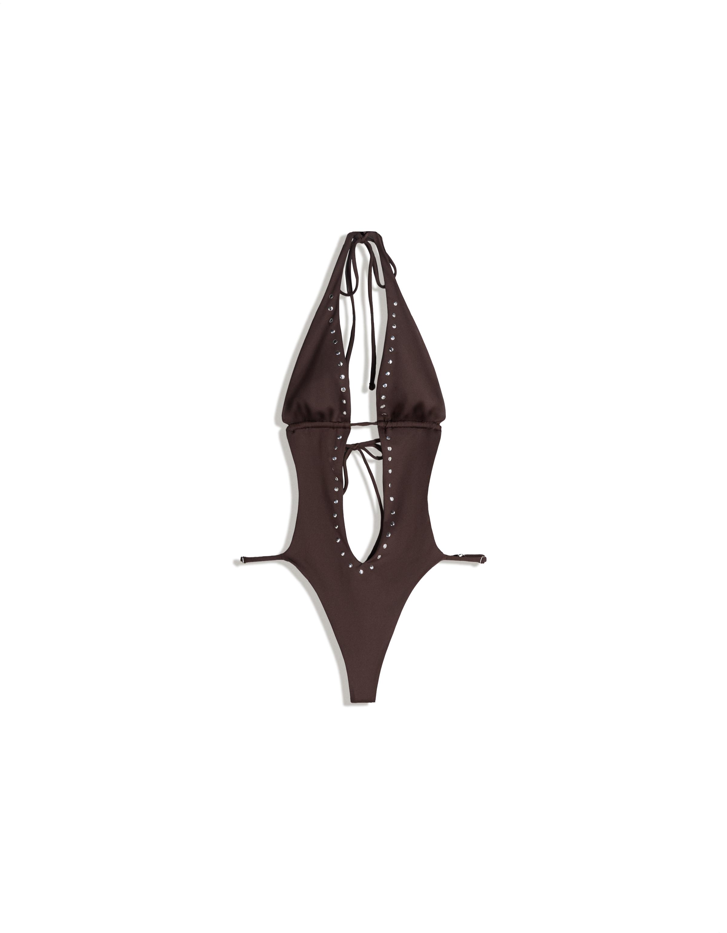 Studded swimsuit — Brown