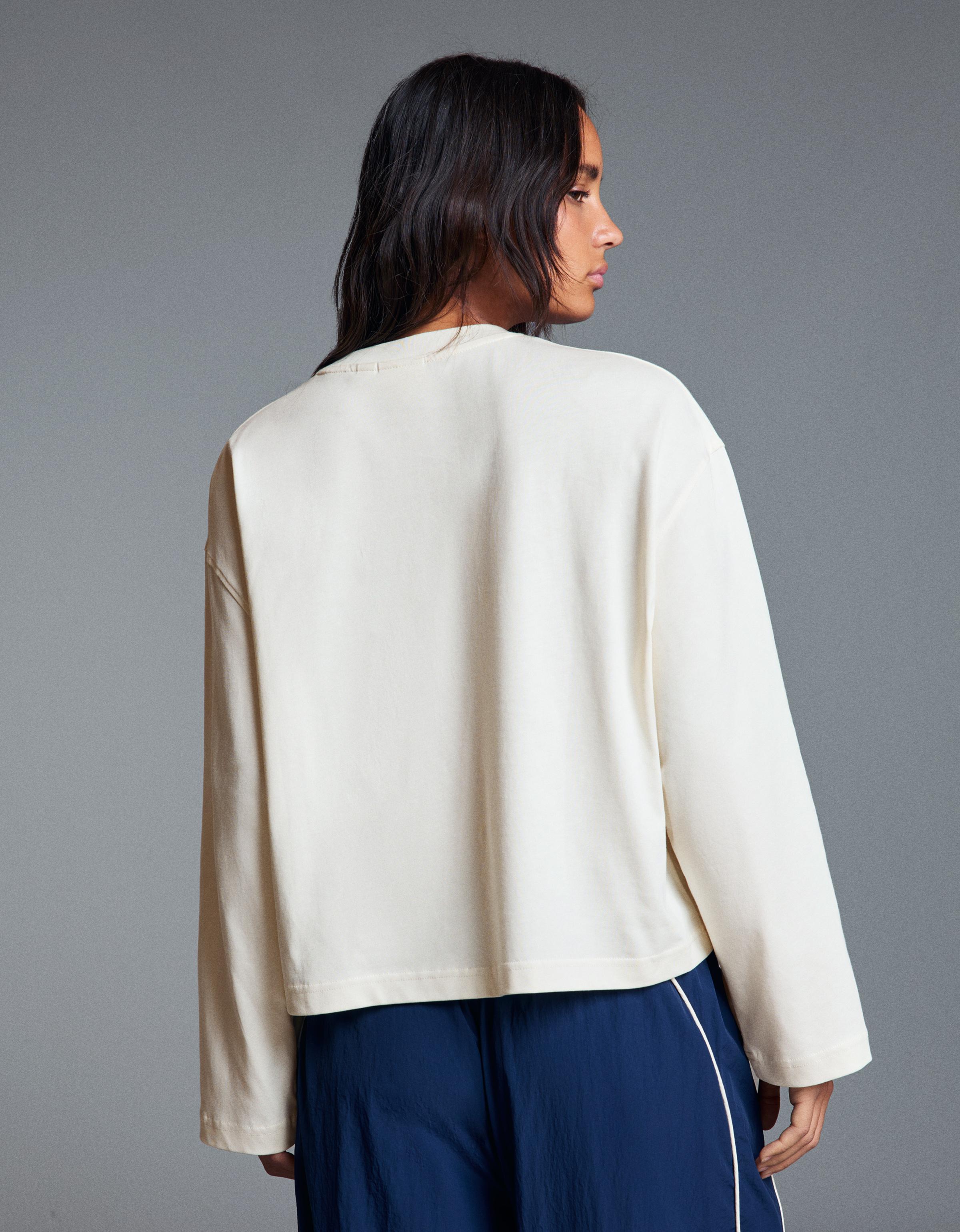 Long-sleeved print T-shirt — Cream