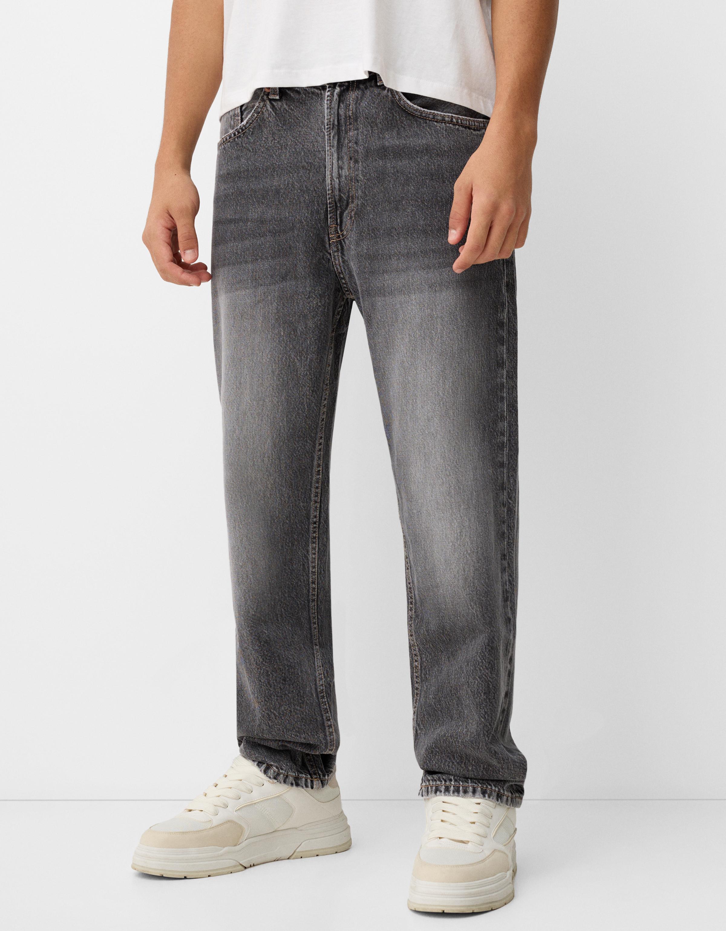 Bershka 90'S Jeans Im Straight-Fit Herren 40 Dunkelgrau