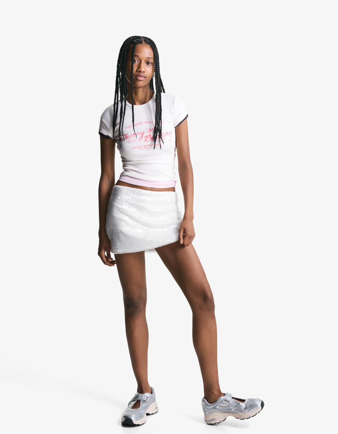 Sequinned mini skirt