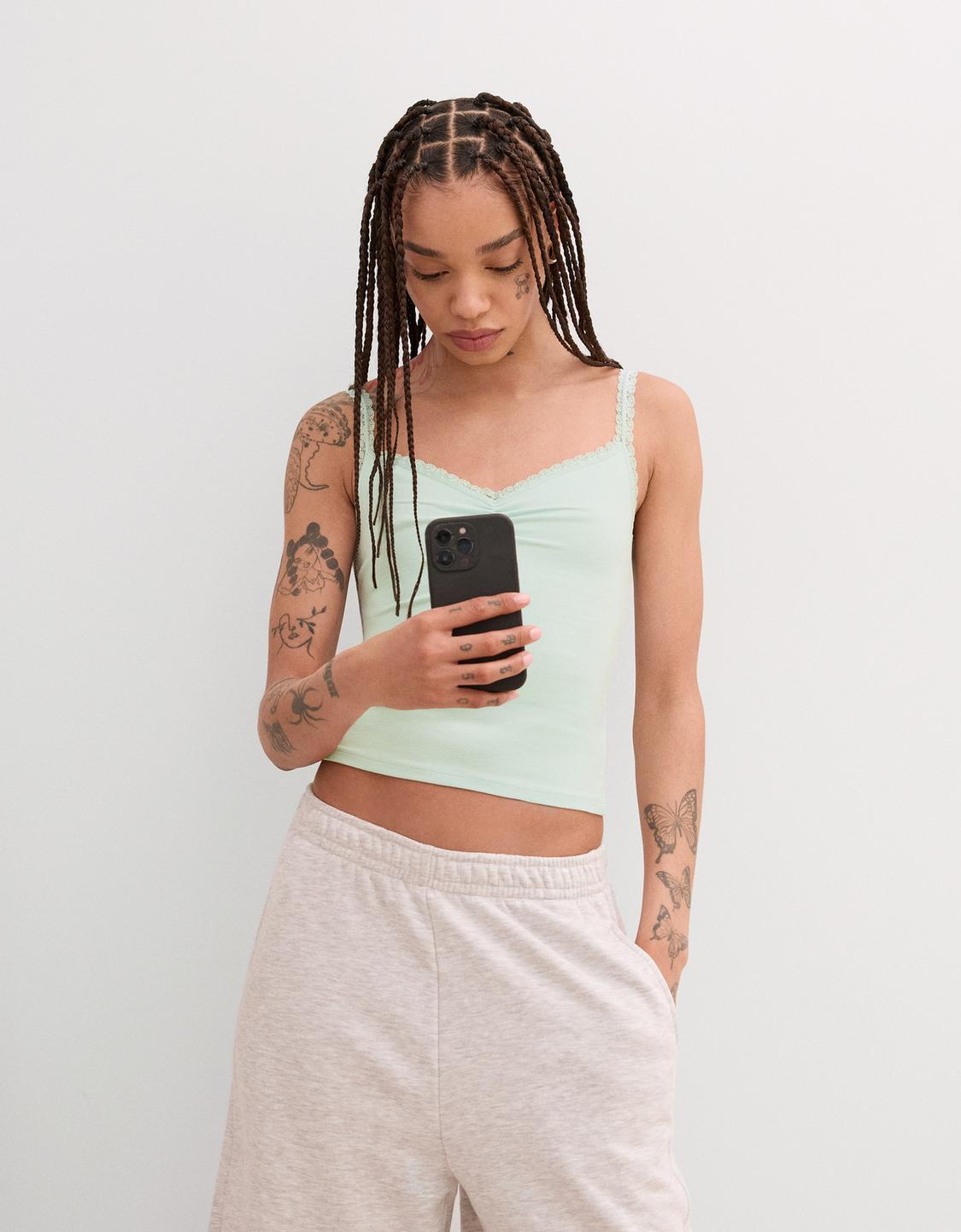 Lace top with straps