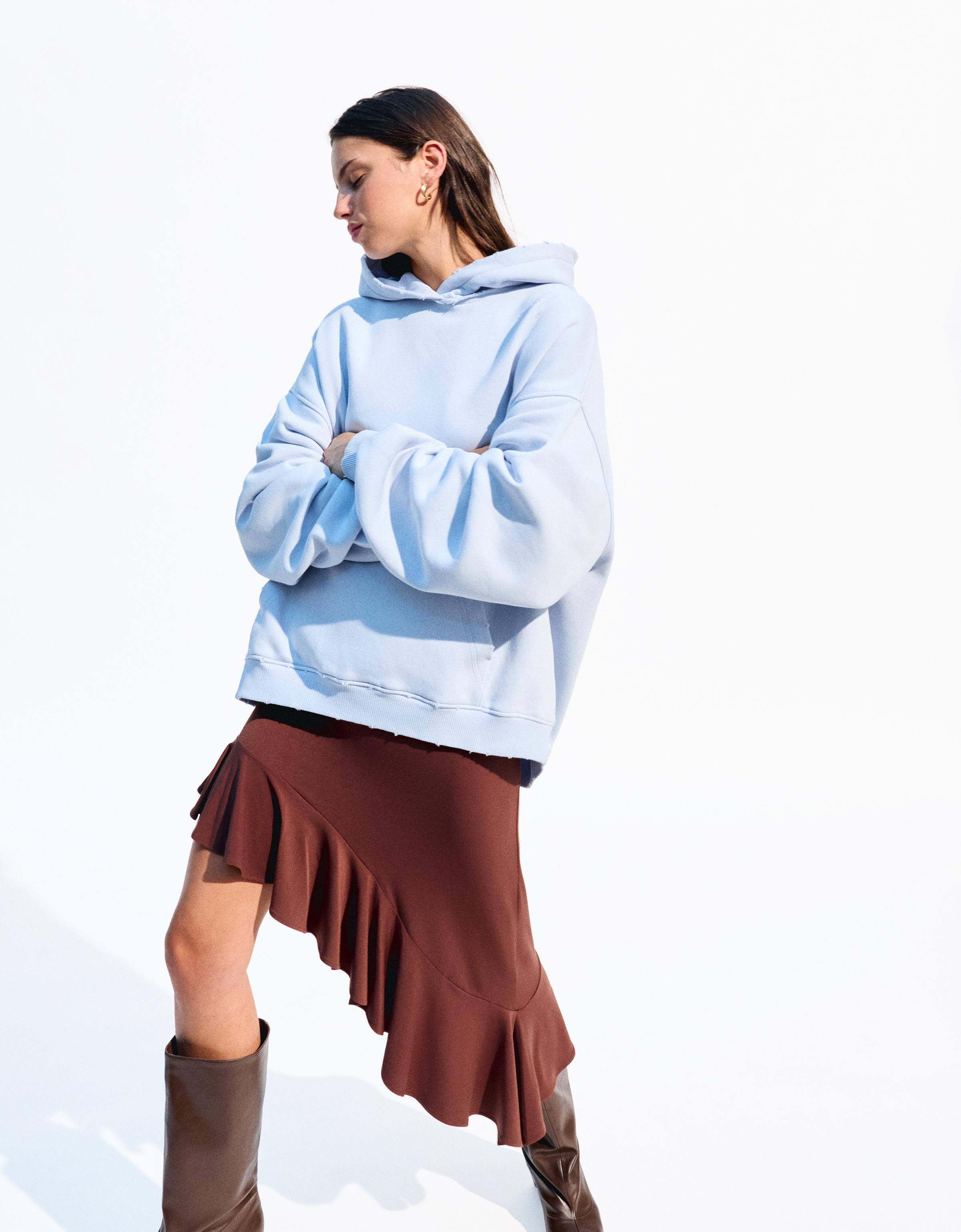 Bershka Hoodie Bershka Series Mit Kapuze Und Rissen Damen L Hellblau