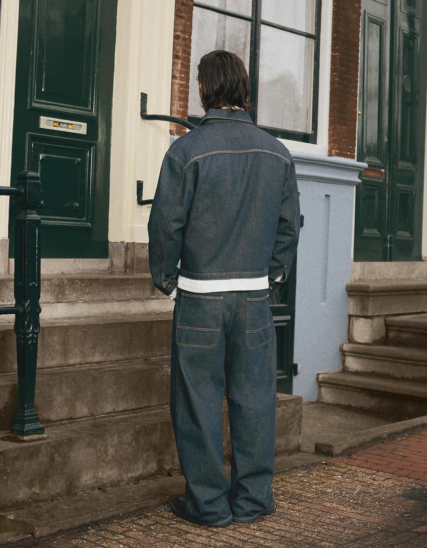 Sobrecamisa denim bolsillo-Marino